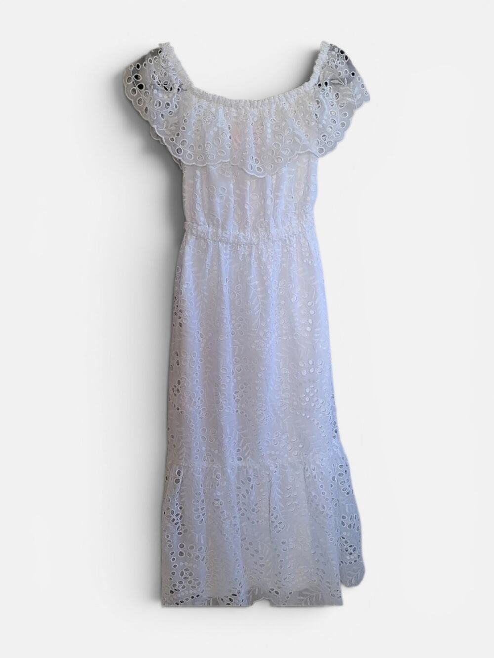 Lilly Pulitzer NWT Geri Off The Shoulder Resort All White Scalloped Dress